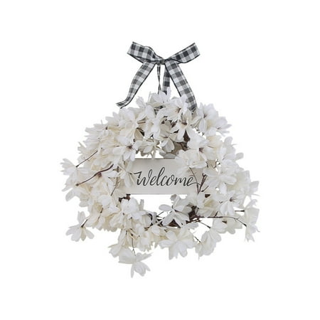 

ECHOYY Spring White Garland Holiday Decorations Farmhouse Welcome Sign Wall Hanging Holiday Summer Garland Home Decoration