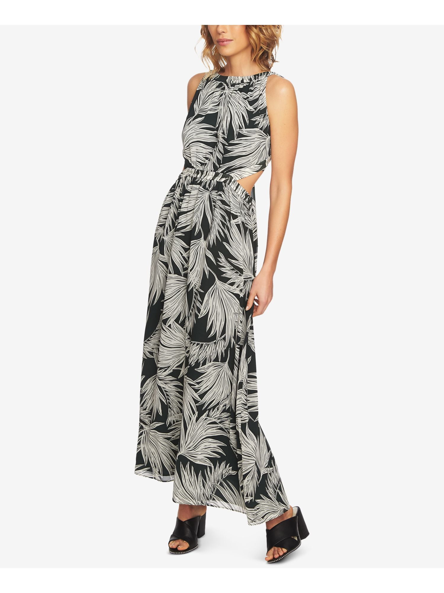 1.STATE 1. STATE Womens Green Tie Back Tropical Print