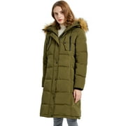 Orolay Women's Down Jacket Winter Long Coat Windproof Puffer Jacket with Fur Hood