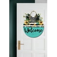 thumbnail image 2 of Welcome Sign Front for Door Decoration, 12 in Round Wood Wreaths Wall Hanging Outdoor, Farmhouse, Porch, for Spring Summer Fall All Seasons Holiday Christmas, 2 of 5