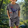 thumbnail image 2 of Gelikeya Dinosaur Summer Clothing Sets for Boys 3T-4T Cute Cartoon Print Short Sleeve Sports Athletic Short Sets T Shirt Shorts 2 Piece Outfits (Grey, Toddlers), 2 of 6