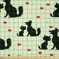 thumbnail image 2 of Ambesonne Feminine Fabric by the Yard Microfiber, Dog Cat Pet Love Romance, 5 Yards, Beige Black Red, 2 of 2