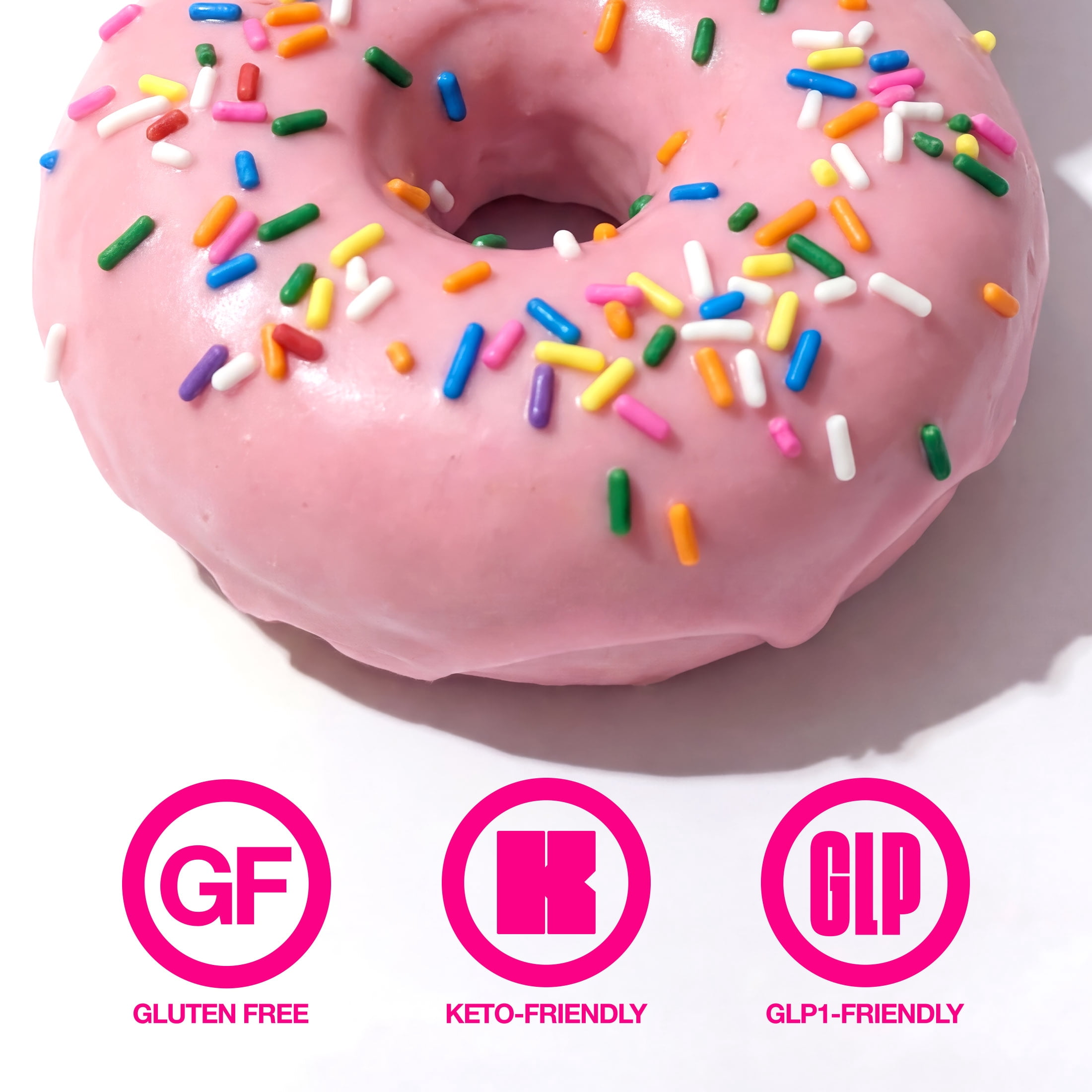 Legendary Foods Protein Donuts, Pink Sprinkle, 20g Protein, 4 Pack, Keto Friendly, Gluten Free