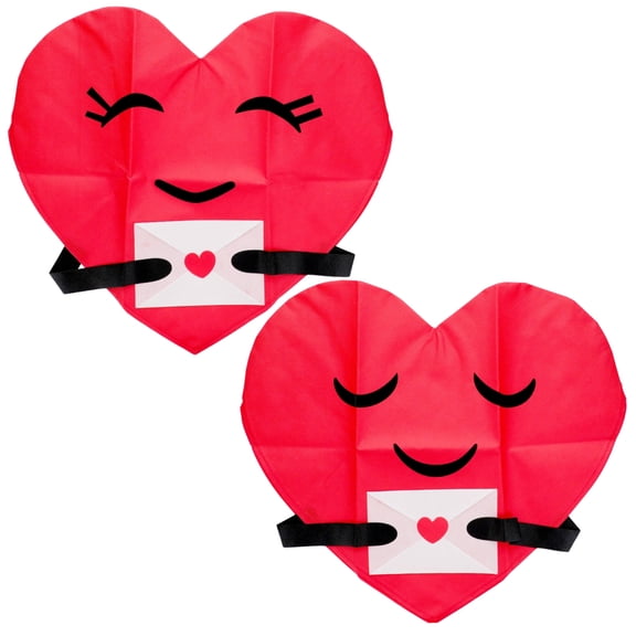 Valentine’s Day Heart Chair Covers with Emoji, Heart Shaped Back Chair Cover, Romantic Valentine Decor, Easy Slip-On Universal Fit, Reusable Decorative Supplies for Dining Room