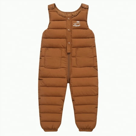 HCNTES Kids Waterproof Snow Bib Overalls Toddler Adjustable Strap Design Comfortable Winter Ski Wear for Children(A-Coffee 3-4 Years)