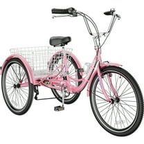 LILYPELLE 24" Adult Tricycle 7 speed, Three Wheel Bikes for Adults 400lbs,Low-Step Through Trike Cruiser for Exercise Shopping Outdoor Activities,Pink