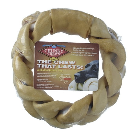 Rawhide Rings - PetAg Rawhide Chunky Chews Beef Braided Ring, 8