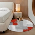 thumbnail image 2 of Red Grey Round Area Rug 7Ft Washable Circle Rugs for Dorm Laundry Room, Abstract Geometric Color Block Oil Painting Non-Slip Carpet Floor Mats Indoor Outdoor Carpet Runner Aesthetic Home Decor, 2 of 8