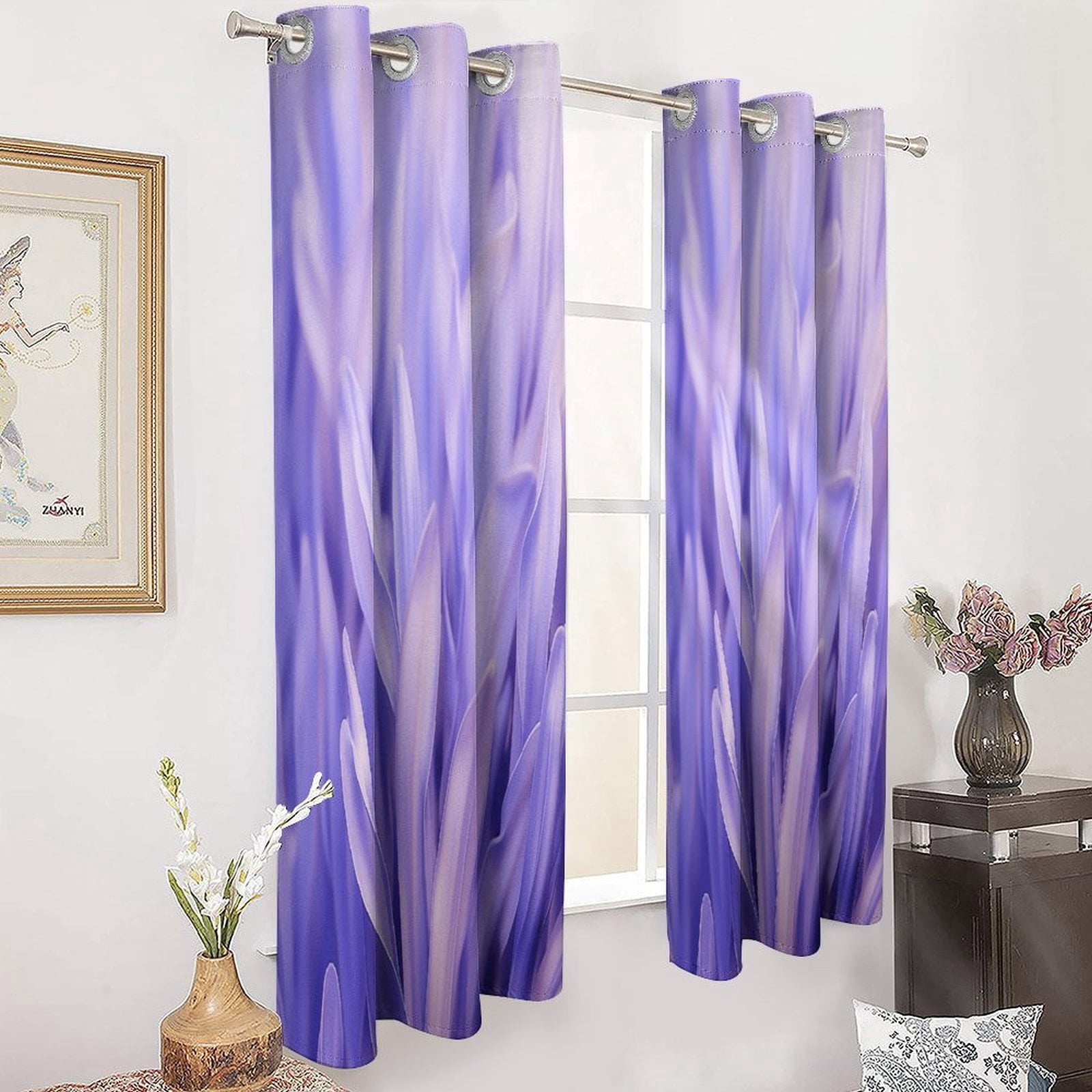 Purple Lavender Blackout Curtains Window Drapes Room Darkening Thermal Insulated Grommets Blackout Curtains, for Living, Dining, Bedroom,2 Panels