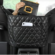 Car Net Pocket Handbag Holder,Purse Holder for Car,PU Leather Car Purse Holder Between Seats,Car Handbag Organizer,Car