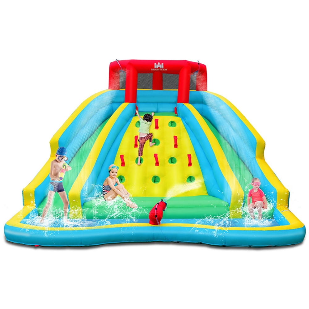 Aimee Lii Double Side Inflatable Water Slide Park with Climbing Wall for Outdoor Without Blower, Bounce House Water Slide for Kids 5-10 Aimee Lii Double Side Inflatable Water Slide Park with Climbing Wall for Outdoor Without Blower, Bounce House Water Slide for Kids 5-10