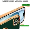 thumbnail image 3 of for Green iPhone 15 Plus Case with Ring Holder Kickstand [with Magnetic] Soft TPU Bumper, Glitter Gold Electroplated Cover Full Camera Protective Phone Case for iPhone 15 Plus 2023, 3 of 13