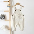 thumbnail image 2 of Tisuna Stylish Girls Boys Corduroy Romper Solid Color Sleeveless Jumpsuit Soft Casual Infant Baby Overalls Playwear Outfit With Adjustable Straps And Pockets White Size 2-3 Years, 2 of 4