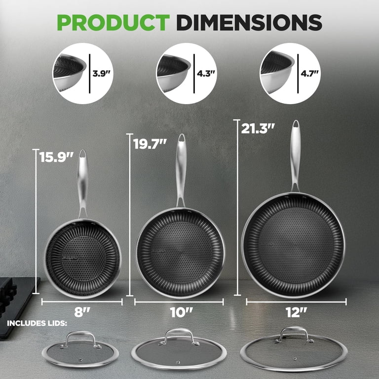 NutriChef 6-Piece Nonstick Tri-Ply Stainless Steel Cookware Set photo 5