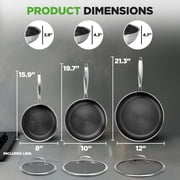 NutriChef Nonstick Tri Ply Copper Kitchen Cookware Pan Set, 6 Piece