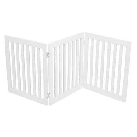 Internet's Best Traditional Pet Gate | 3 Panel | 24 Inch Step Over Fence | Free Standing Folding Z Shape Indoor Doorway Hall Stairs Dog Puppy Gate | White |