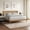 Brown + Wood + Synthetic Wood + MDF a, variant on Queen Mission Style Wood Panel Bed Frame with Solid and Engineered Wood Construction, Built-In Slats, No Box Spring Required, Brown