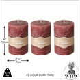 thumbnail image 3 of 3-Piece Dark Rose Magenta Red Pillar Candles with 45-Hour Burn Time, Unscented, Marbled Surface, 3 of 6