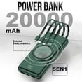 thumbnail image 2 of Power Bank Pila Batería Recargable Kimhi Cargador Inalambrico 20,000mah Carga Rapida Portatil Color Verde Con 4 Cables Y 2 Puertos Usb Cargador Para Celular Tablet Banco De Energia Pantalla Led, 2 of 6