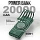 thumbnail image 2 of Power Bank Pila Batería Recargable Kimhi Cargador Inalambrico 20,000mah Carga Rapida Portatil Color Verde Con 4 Cables Y 2 Puertos Usb Cargador Para Celular Tablet Banco De Energia Pantalla Led, 2 of 6