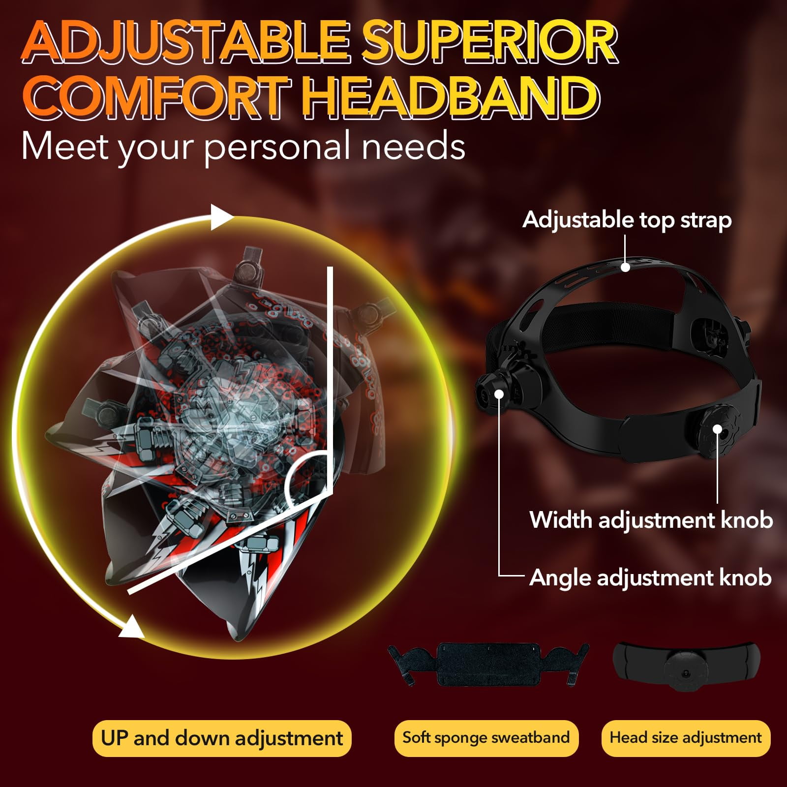 TRQWH Welding Helmet Auto Darkening Large Viewing True Color Solar Powered Welding Mask with 4 Arc Sensor Adjustable Wide Shade Range 4~5-8/9-13 Welder Mask with Grinding