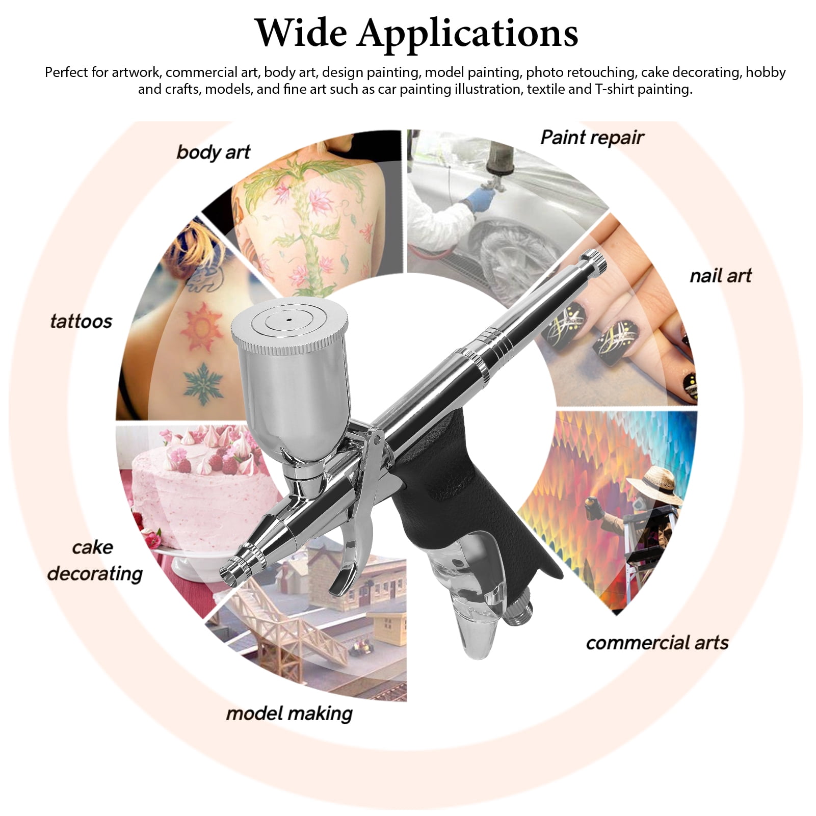 Aibecy Professional 0.3mm Airbrush Multi-purpose for Car Model DIY Makeup Painting Cake Decorating 15CC Pigment Cup Use