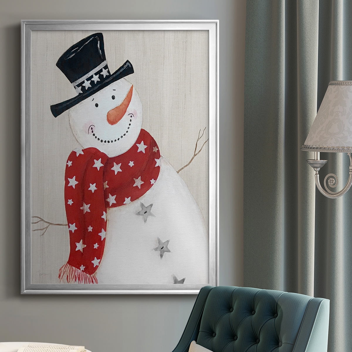 Festive Snowman I Premium Classic Framed Print - Ready to Hang