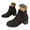 Black, variant on Mostsola Womens Black Boots Leopard Print Round Toe Chunky Heel Winter Fall Ankle Boots Zip up Booties