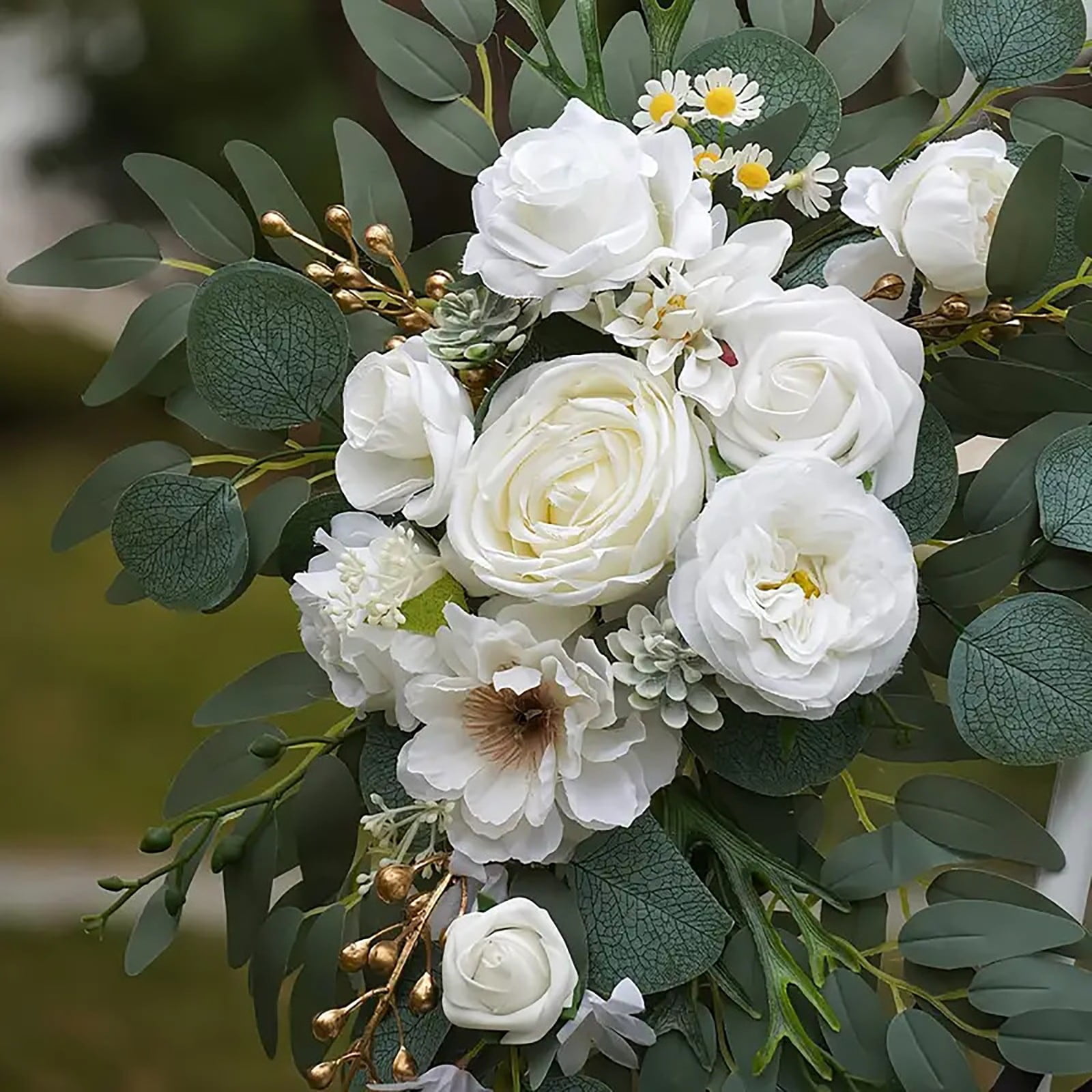Clearance Under 5$ Household Imitation, FNGZ Artificial Flowers for Dining Table and Stairs Decoration Wedding Arch Faux Flowers Set of 2 Greenery Garland for Wedding Decor and Reception Decoration
