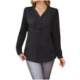thumbnail image 6 of Uootdi Plus Size Long Sleeve Henley Shirts for Women V Neck Gift Button Down Ribbed Knit Tunic Tops Fall Winter Pullover Top, 6 of 7