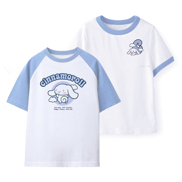 Playera Cinnamoroll para Niñas Manga Corta Blanco Azul Claro Talla 8