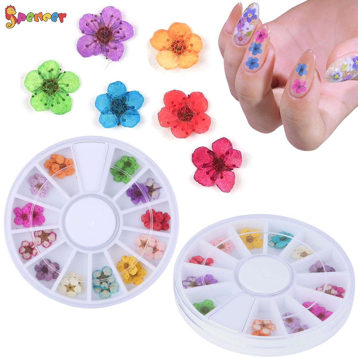 12 Colors DIY Nail Art Mixed Dried Flowers With Bottle 3D Dry Flower  Decoration Nails Stickers Manicure Tips
