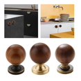 thumbnail image 2 of 2pcs Wooden & Brass Cabinet Knob Round Pull Handle Decorative Pull Smooth Surfaces Handle for Drawers & Furniture gu tong se, 2 of 4
