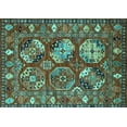 thumbnail image 1 of Ahgly Company Machine Washable Indoor Rectangle Oriental Turquoise Blue Industrial Area Rugs, 2' x 4', 1 of 4