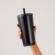 HydroJug Everyday Tumbler – Ceramic-Lined Insulated Tumbler with Straw and Soft-Touch Lid, Cup Holder Friendly – 20 oz, Black
