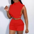 thumbnail image 4 of Women's Short Sleeve Tops Women's two-piece shorts short-sleeved tops casual set of shorts summer sportswear suit sportswear suit Ndbuld Orange L, 4 of 4