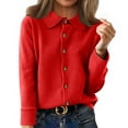 thumbnail image 2 of Cardigan Sweaters for Women Soft Lightweight Loungewear Breathable Loose Fit Long Sleeve, Comfortable and Versatile, Perfect for Travel and Casual Wear,Red,XL, 2 of 6