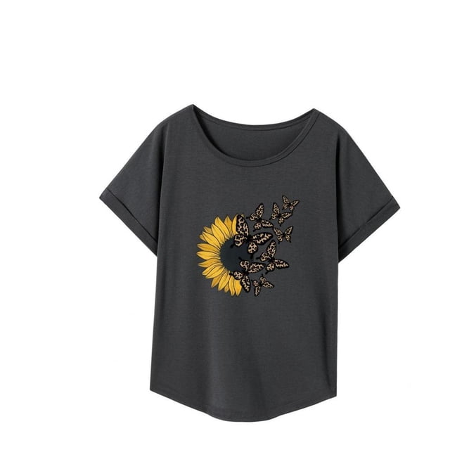Camiseta de mujer de manga corta con cuello redondo y cuello redondo para mujer de viaje XL