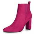 thumbnail image 1 of Botines Talón de bloque Allegra K Cremallera De punta estrecha Rosa caliente 40, 1 of 7