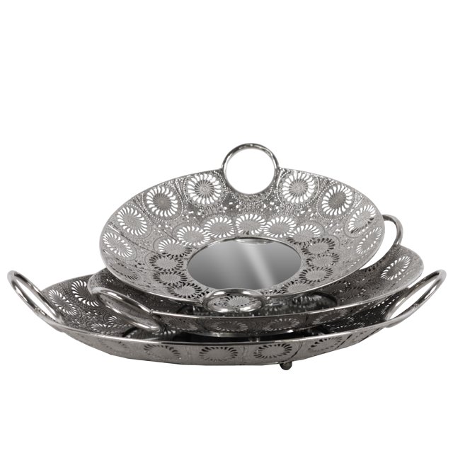 Plateau en Métal Fini Chrome Poli Gris 3,5 Po