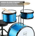 thumbnail image 5 of Best Choice Products Kids Beginner 3-Piece Drum, Musical Instrument Set w/ Sticks, Cushioned Stool, Drum Pedal - Light Blue Sparkle, 5 of 7