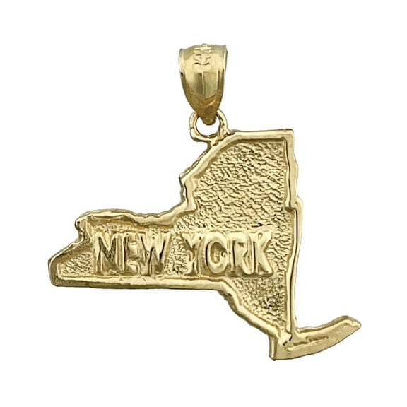14K Gold New York State Map Pendant