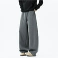 thumbnail image 4 of CONFREE Mens Baggy Wide Leg Pants Solid Color Casual Pants For Men Soft Loose Fit Trousers With Elastic Waist Drawstring, 4 of 9
