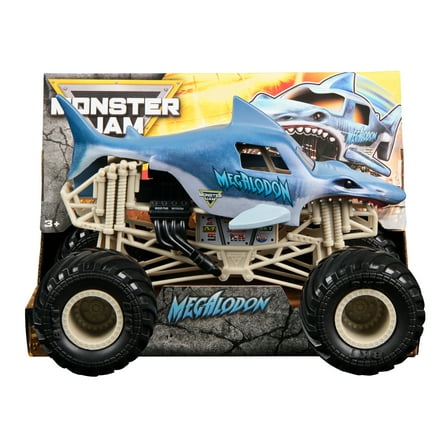 Monster Jam, Official Megalodon Monster Truck, Collector Die-Cast Vehicle, 1:24 Scale, Kids Toys for Boys and Girls Ages 3 and up