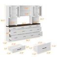 thumbnail image 5 of OXYLIFE 94.5" W Kitchen Pantry with Countertop,12 Drawers & 4 Glass Doors,Modern Wooden Cupboard Storage Cabinet for Dining Room,White, 5 of 11