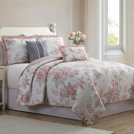 Pacific Coast Textiles Reversible 5 Piece Reversible Quilt Set