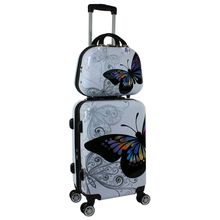 World Traveler Butterfly 4-Piece Hardside Lock Spinner Luggage Set