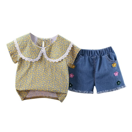 

Sngxgn Toddler Girl Clothes Toddler Outfit Square Neck Puff Long Sleeve Top Striped Pants Headband 3Pcs SetPlus Size Outfits Yellow 3 Years