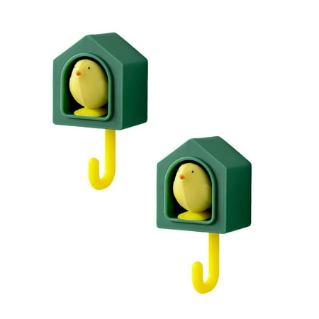 

Oleegame 2PC Over The Door Coat Rack Bird House Hook Strong Viscose Stick Wall Wall Hanging Kitchen Creative Cute Hanging Hook Traceless Non Punching Door Back Stick Hook Green