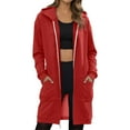 thumbnail image 1 of Tiweut Jackets for Women Fall Winter Jacket Long Sleeve Zipper Long-Length Solid Color with Pockets Ladies Classic Blouses RD3,M, 1 of 4
